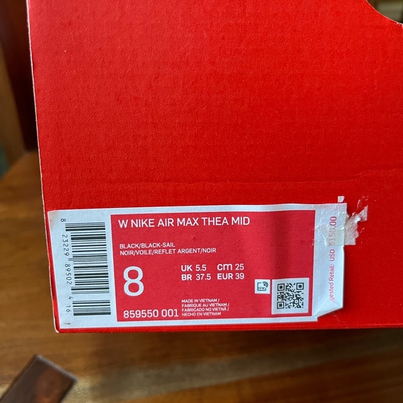 Women’s Nike Air Max Thea Mid Black Sail Sneakers - Picture 13 of 15